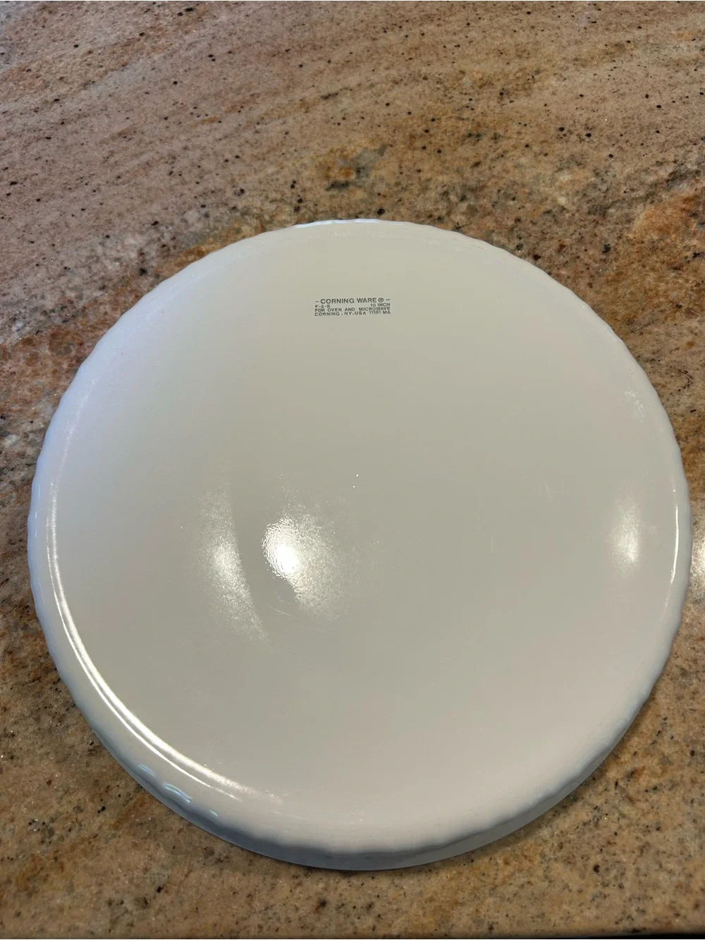 Corningware French White #F-3-B Ribbed Round Open Pyroceram Glass 10” Pie Dish